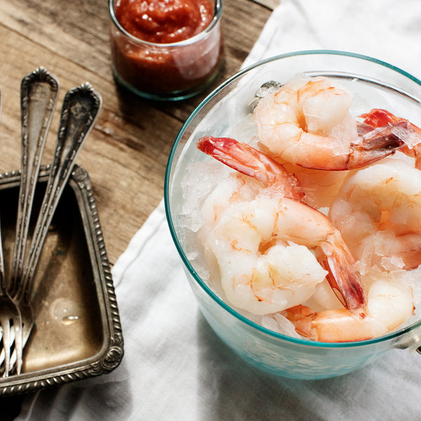 Extra Jumbo 16/20 Peeled & Deveined Tail-On Wild-Caught USA Shrimp  ($25.50/lb)